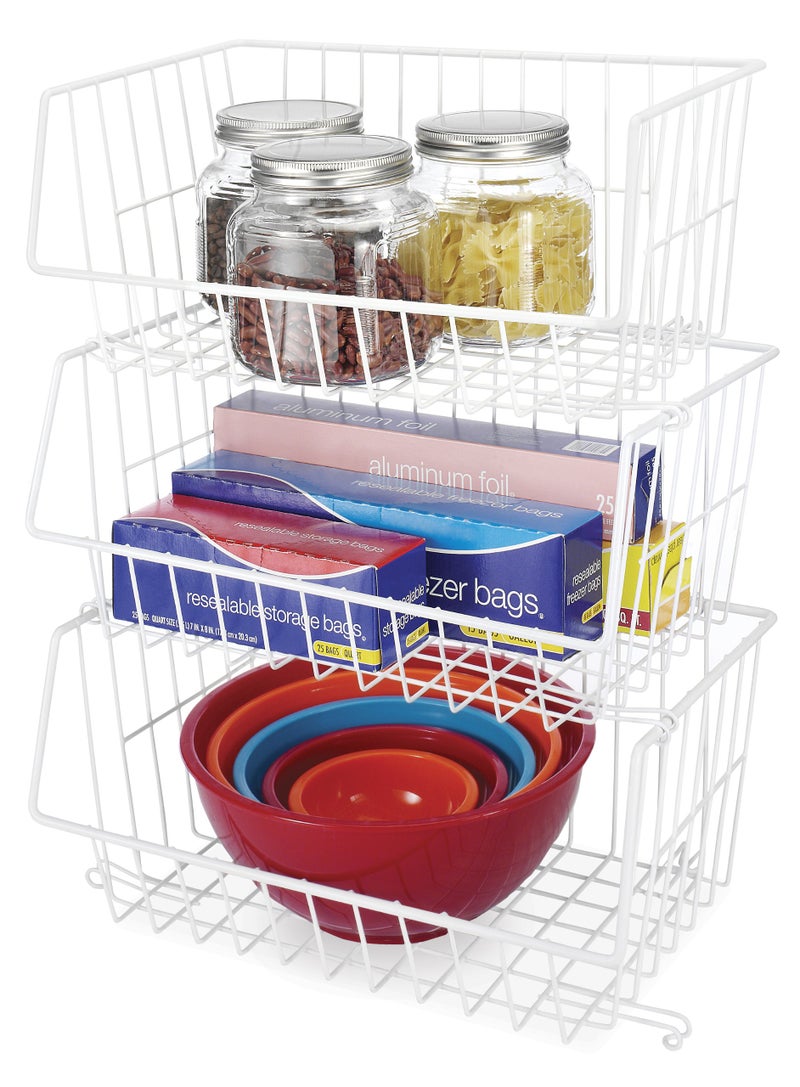 Whitmor Wire Stackable Basket, White - Image 4